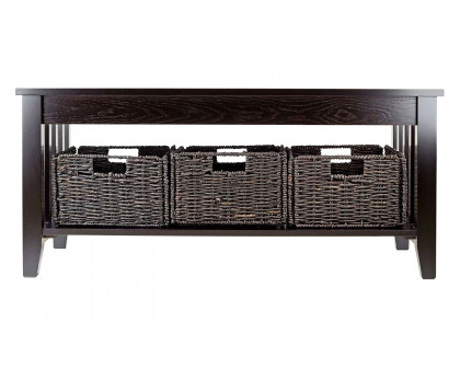 FaFurn™ - Espresso 2 Tier Coffee Occasional Table with 3 Storage Baskets