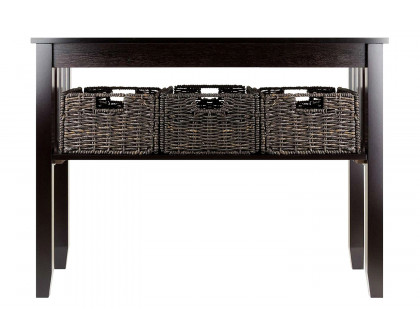 FaFurn - Espresso 2 Tier Entryway Hall Console Table with 3 Storage Baskets