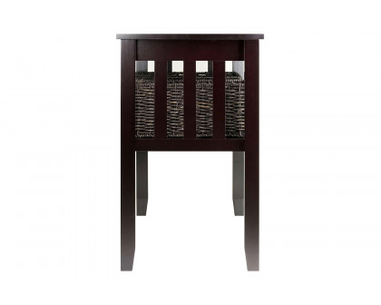 FaFurn - Espresso 2 Tier Entryway Hall Console Table with 3 Storage Baskets