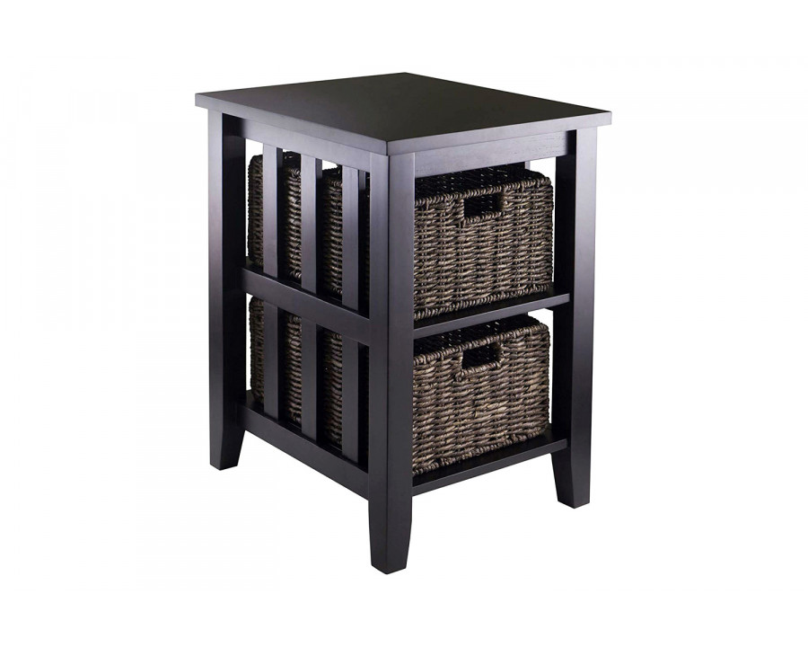 FaFurn - Espresso 3 Tier Bookcase Shelf Accent Table with 2 Small Storage Baskets