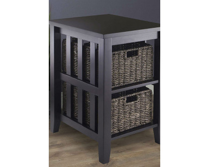 FaFurn - Espresso 3 Tier Bookcase Shelf Accent Table with 2 Small Storage Baskets