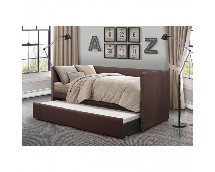 FaFurn - Twin Size Daybed with Pull out Trundle in Chocolate, Wood