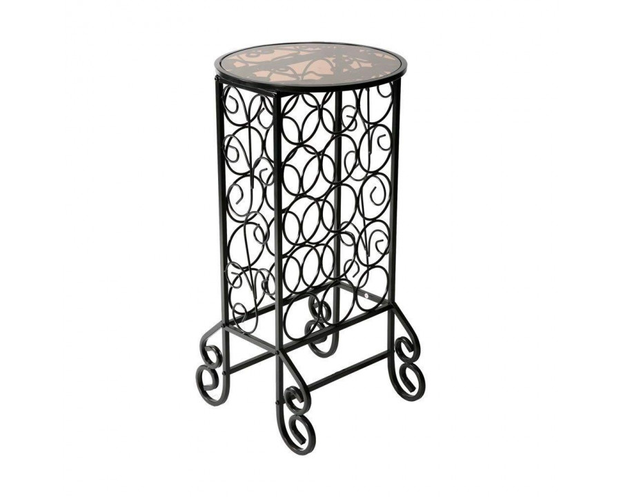 FaFurn - Accent Table with Wine Rack in Black, Iron