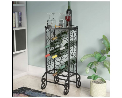 FaFurn - Accent Table with Wine Rack in Black, Iron