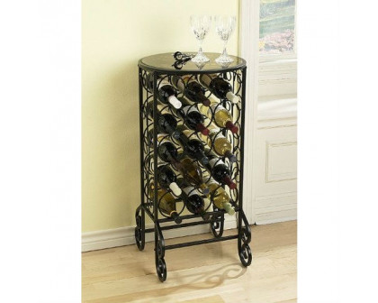 FaFurn - Accent Table with Wine Rack in Black, Iron