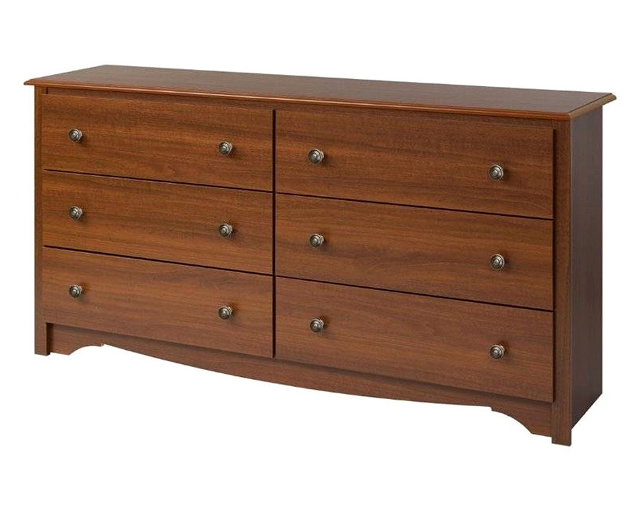 FaFurn Bedroom Dresser with 6 Drawers and Metal Knobs - Medium Brown