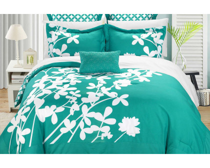 FaFurn - 7-Piece Floral Bed in a Bag Comforter Set