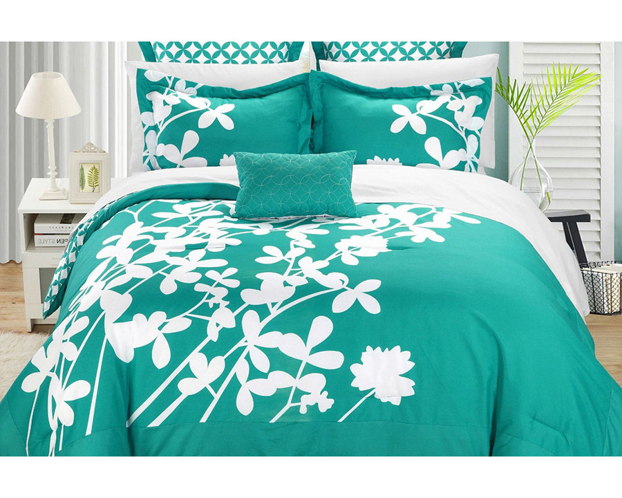 FaFurn 7-Piece Floral Bed in a Bag Comforter Set - King Size