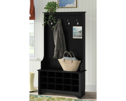 FaFurn Entryway Hall Tree Shoe Cubbie Coat Rack - Black