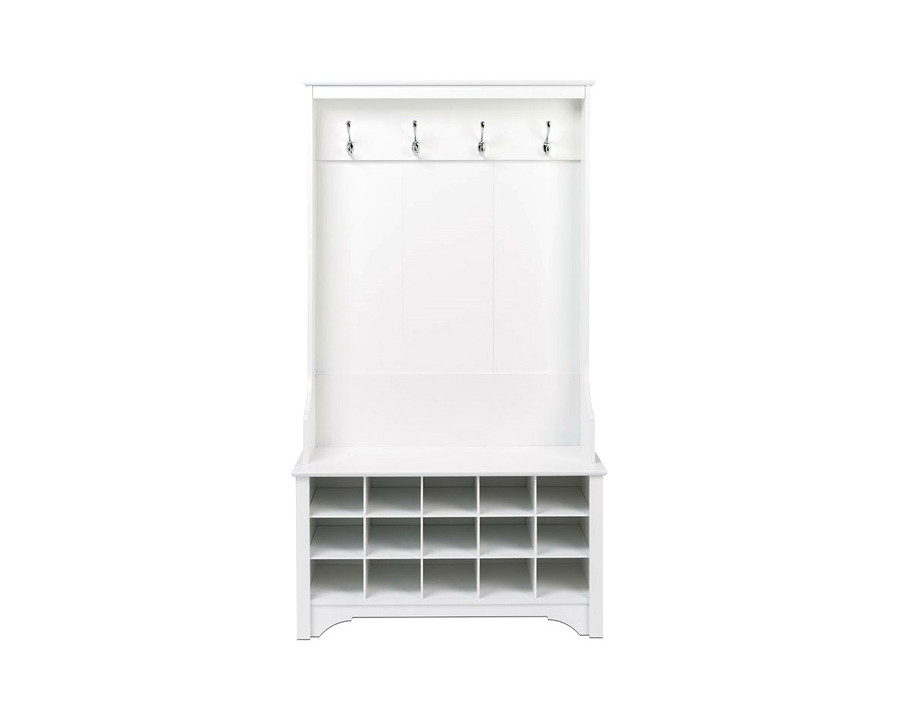 FaFurn Entryway Hall Tree Shoe Cubbie Coat Rack - White