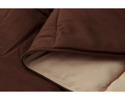 FaFurn Traditional Microfiber Reversible 3 Piece Comforter Set - Brown, Full/Queen Size