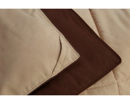 FaFurn Traditional Microfiber Reversible 3 Piece Comforter Set - Brown, Full/Queen Size