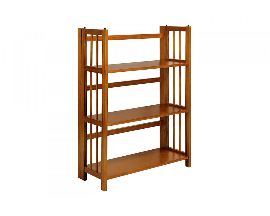 FaFurn 3-Shelf Folding Bookcase Storage Shelves - Honey Oak