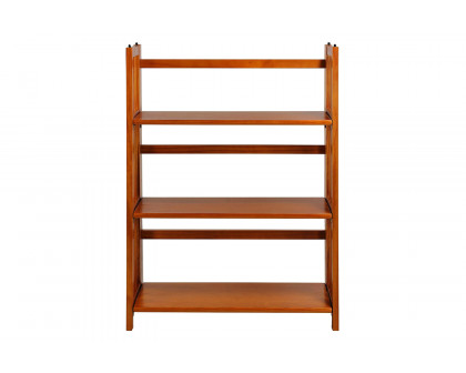 FaFurn 3-Shelf Folding Bookcase Storage Shelves - Honey Oak