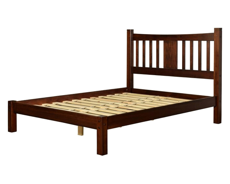 FaFurn Solid Pine Wood Platform Bed with Headboard - Cherry