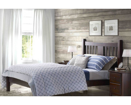 FaFurn - Solid Pine Wood Platform Bed with Headboard