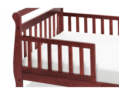 FaFurn Wooden Modern Toddler Sleigh Bed with Slatted Guard Rails - Cherry