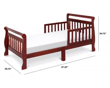 FaFurn Wooden Modern Toddler Sleigh Bed with Slatted Guard Rails - Cherry