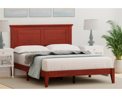 FaFurn Traditional Full Size Platform Bed with Headboard - Cherry, Wood