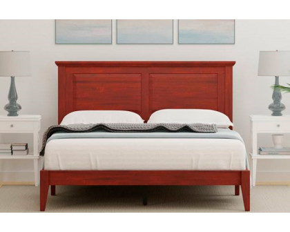 FaFurn Traditional Full Size Platform Bed with Headboard - Cherry, Wood