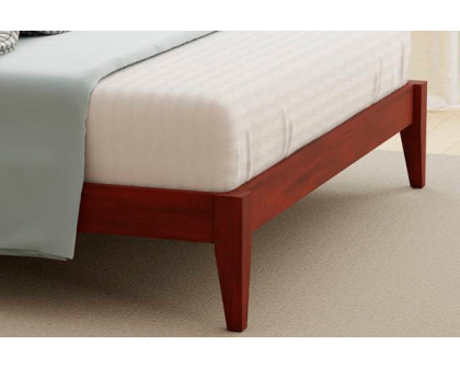 FaFurn Traditional Full Size Platform Bed with Headboard - Cherry, Wood