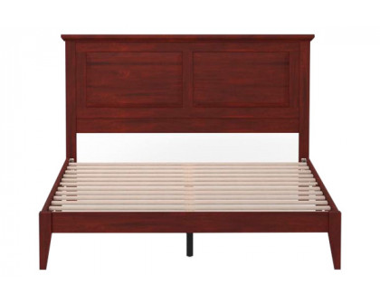 FaFurn Traditional Queen Size Platform Bed with Headboard - Cherry, Wood