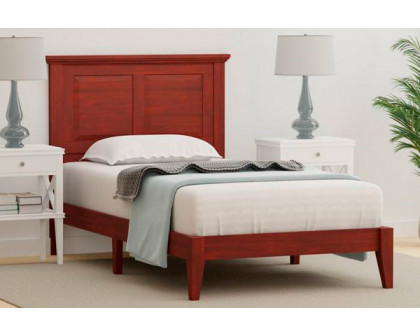 FaFurn Traditional Twin Size Platform Bed with Headboard - Cherry, Wood