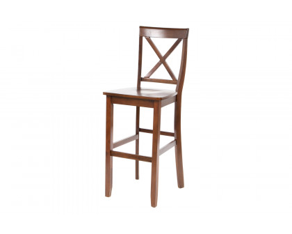 FaFurn X-Back 30-Inch Solid Wood Barstool (Set of 2) - Mahogany