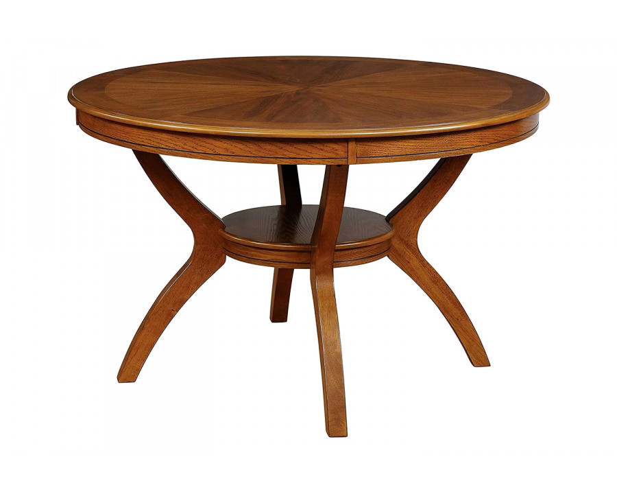 FaFurn - Modern Classic 48-Inch Round Dining Table in Medium Walnut Wood Finish