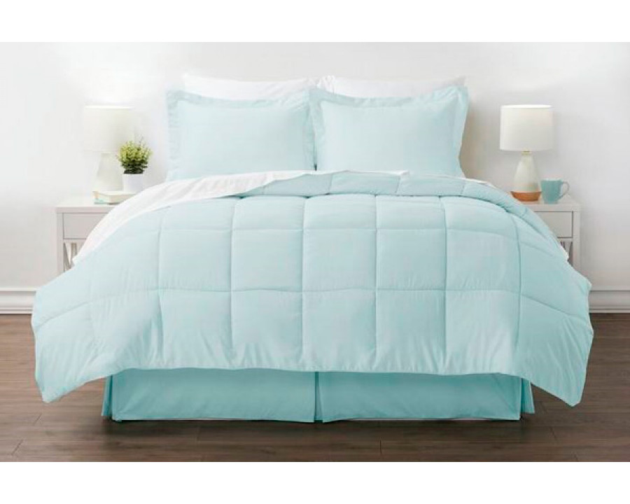 FaFurn California King Size 6-Piece Reversible Comforter Set - Aqua Blue, Microfiber