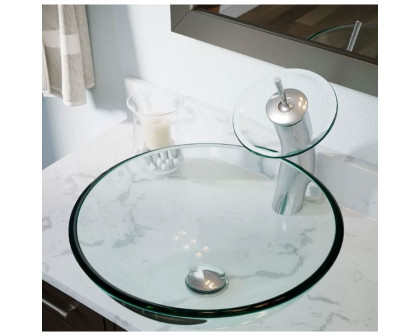 FaFurn - Bathroom Vessel Sink in Crystal Clear, Tempered Glass