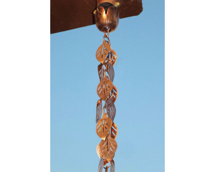 FaFurn - Pure Copper 8.5 Ft Leaves Rain Chain Rainwater Downspout