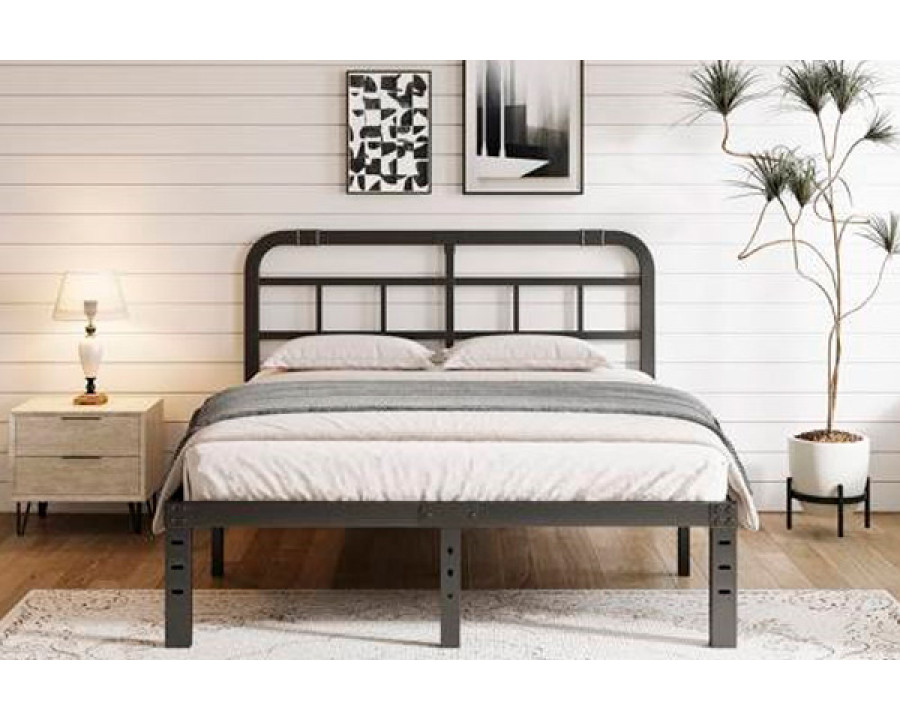 FaFurn California King Size Platform Bed with Headboard - Black, Metal