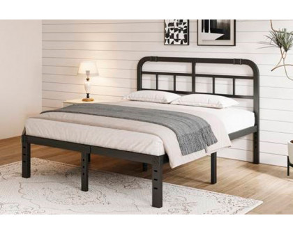 FaFurn California King Size Platform Bed with Headboard - Black, Metal