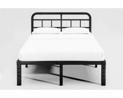 FaFurn California King Size Platform Bed with Headboard - Black, Metal