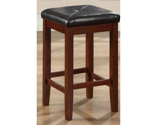 FaFurn Vintage Bar Stools with Faux Leather Cushion Seat (Set of 2) - Mahogany