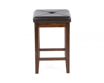 FaFurn Vintage Bar Stools with Faux Leather Cushion Seat (Set of 2) - Mahogany