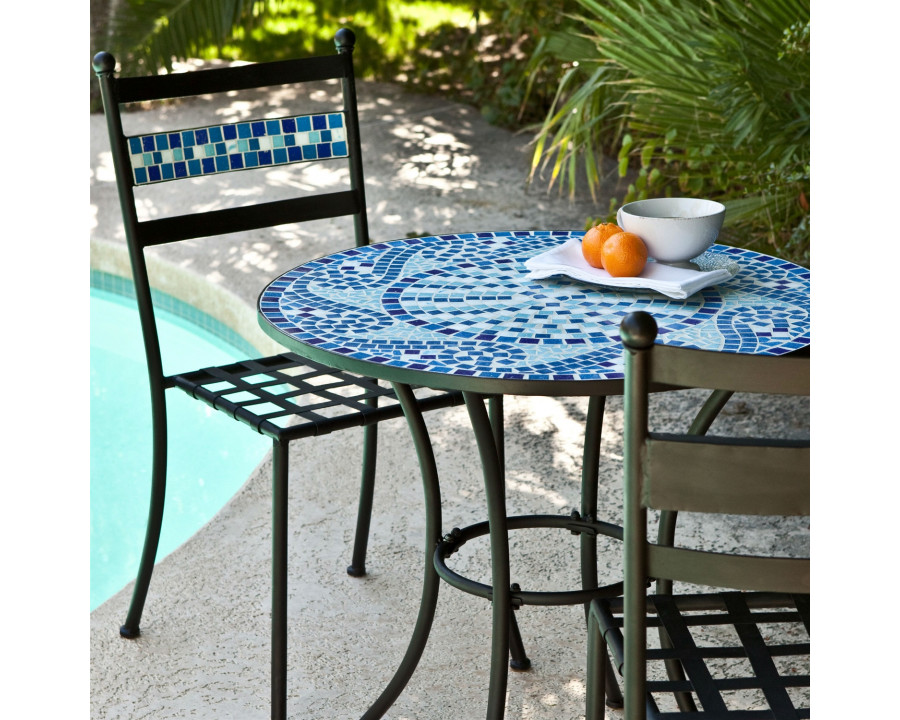 FaFurn - Mosaic Bistro Set in Aqua Blue