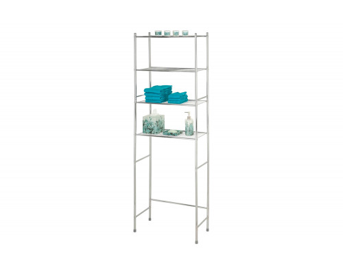 FaFurn - Bathroom Linen Tower Over The Toilet Shelving Unit in Chrome Metal Finish