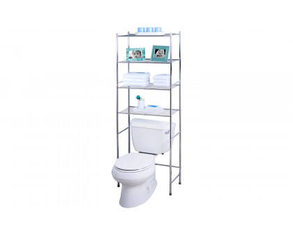 FaFurn Bathroom Linen Tower Over The Toilet Shelving Unit in Chrome Metal Finish