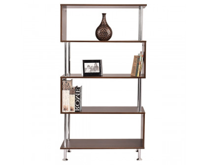 FaFurn Modern 4-Shelf Bookcase - Brown, Wood