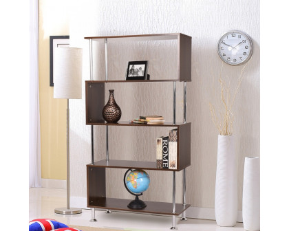 FaFurn Modern 4-Shelf Bookcase - Brown, Wood