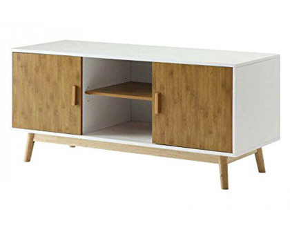 FaFurn - Modern 47-Inch Solid Wood TV Stand in White Finish and Mid-Century Legs