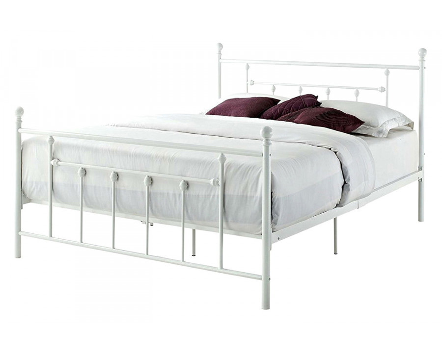 FaFurn - Full White Metal Platform Bed Frame with Headboard and Footboard