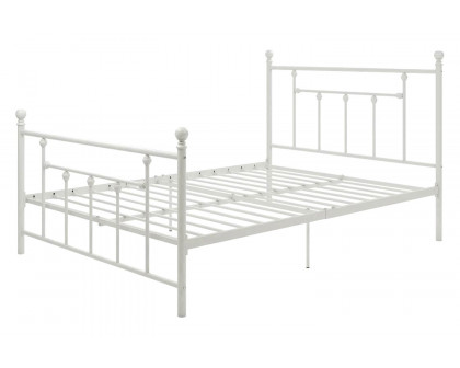 FaFurn - Full White Metal Platform Bed Frame with Headboard and Footboard