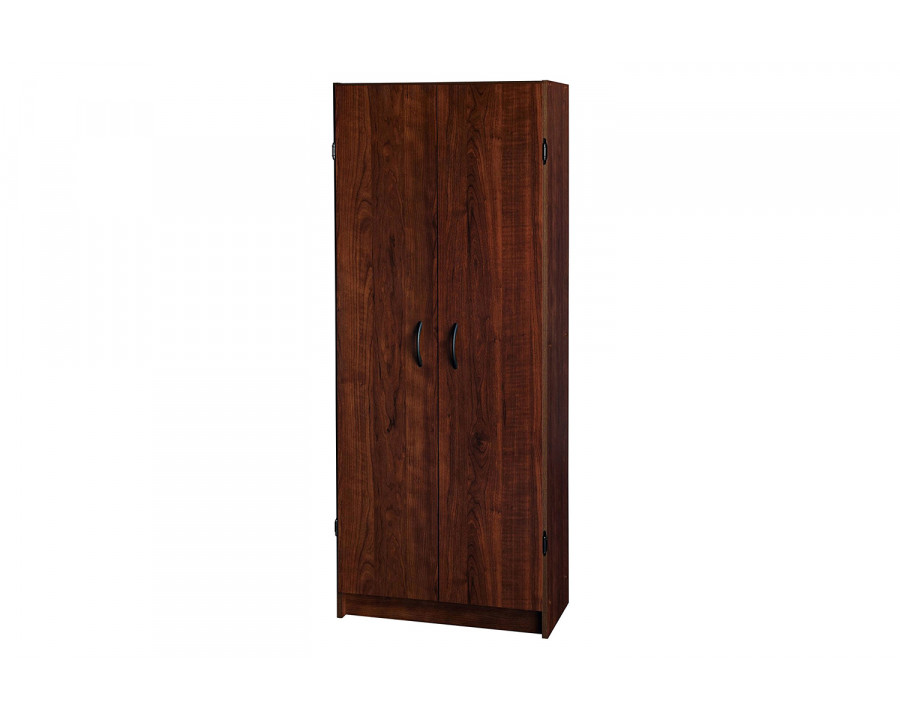 FaFurn - Wardrobe Cabinet with Shelves in Dark Cherry Wood Finish Bedroom Kitchen Or Bathroom