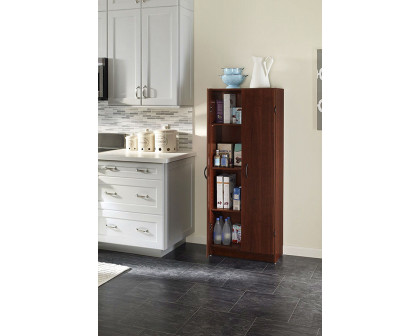 FaFurn - Wardrobe Cabinet with Shelves in Dark Cherry Wood Finish Bedroom Kitchen Or Bathroom