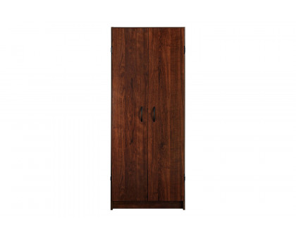 FaFurn - Wardrobe Cabinet with Shelves in Dark Cherry Wood Finish Bedroom Kitchen Or Bathroom