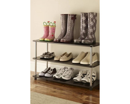 FaFurn 3-Shelf Modern Shoe Rack Holds Up To 12 Pair of Shoes - Espresso