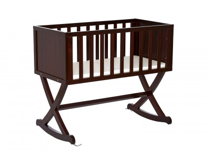 FaFurn - Solid Wood Rocking Baby Glider Cradle with Crib Mattress